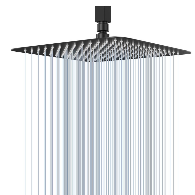 GGStudy High Pressure Square Shower Head 12 Inches Large Stainless Steel Shower Heads,Ultra Thin Rainfall Bath Shower 1/2 Connection Oil Rubbed Bronze Black Shower Head - Image 1